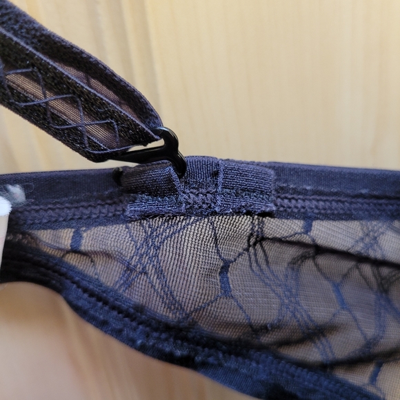 Lily of France 34C Bra Lace Convertible Regular Racerback Black Tan - Picture 4 of 5